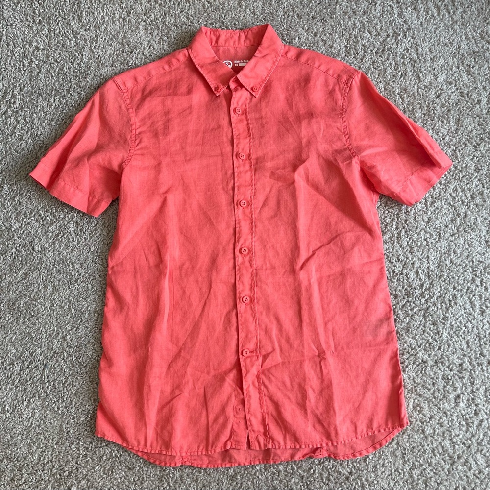 Outlier 100% Ramie Short Sleeve Button Down Shirt